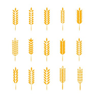 Wheat Ears Icons and Logo Set clipart