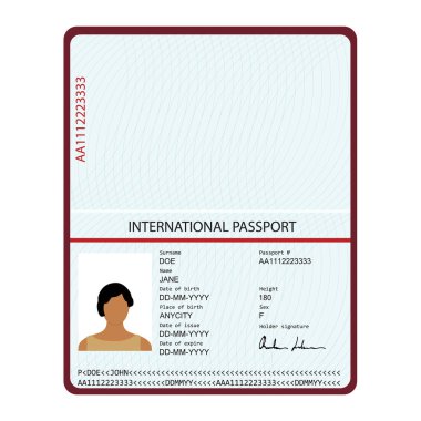 Passport with biometric data. Identification Document .