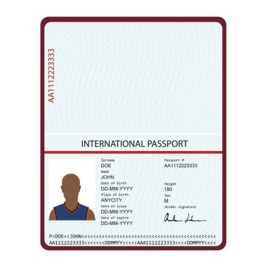 Passport with biometric data. Identification Document .