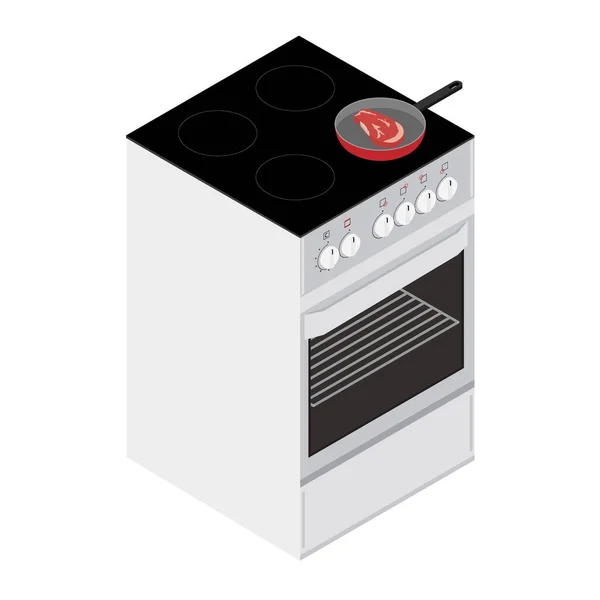 Filete en una sartén en una estufa eléctrica — Foto de Stock