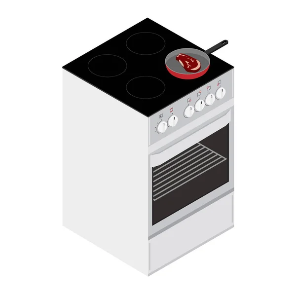 Filete en una sartén en una estufa eléctrica — Foto de Stock