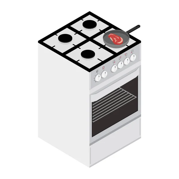 Stek na patelni na kuchence gazowej — Zdjęcie stockowe