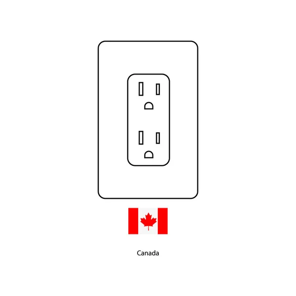 B型电源插座。 插头和加拿大国旗栅格插图. — 图库照片