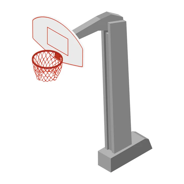 Basketbal spel concept. Basketbal hoepel en netto isometrische weergave — Stockfoto