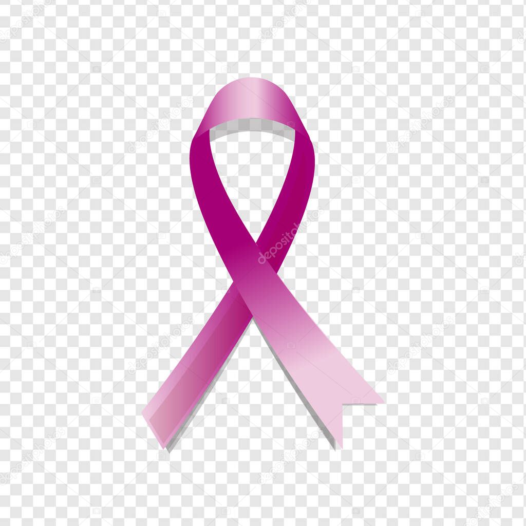 Purple awareness realistic ribbon isolated on transparent background