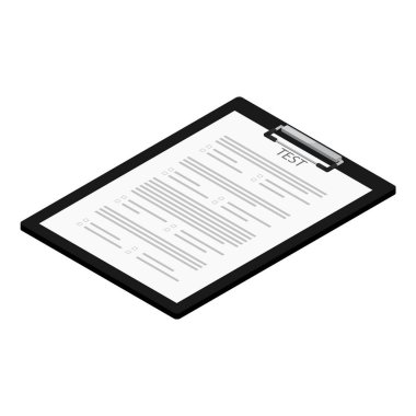 raster illüstrasyon izometrik test, panoda sınav kağıdı