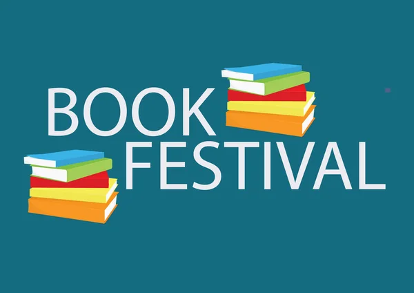 Libro festival banner pila de libros . —  Fotos de Stock