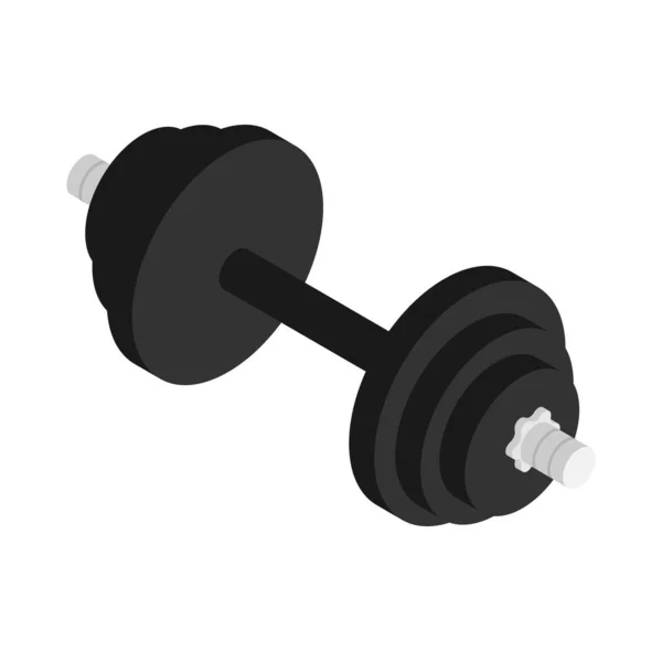 Black dumbbell isolated on white isometric view. Body building and weight lifting concept — Stock Photo, Image