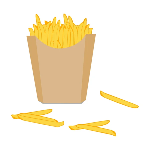 Pommes frites i en pappersmugg på en vit bakgrund. — Stockfoto