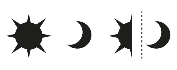 Sol och måne platt ikon. Skriv på sol och måne. raster logotyp för webbdesign, mobil och infografik. — Stockfoto