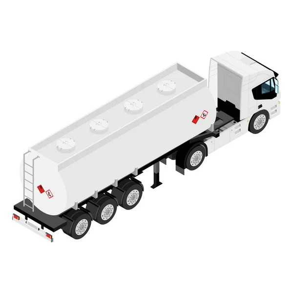 Camion-citerne à essence ou camion-remorque à huile vue isométrique isolé sur fond blanc. — Photo