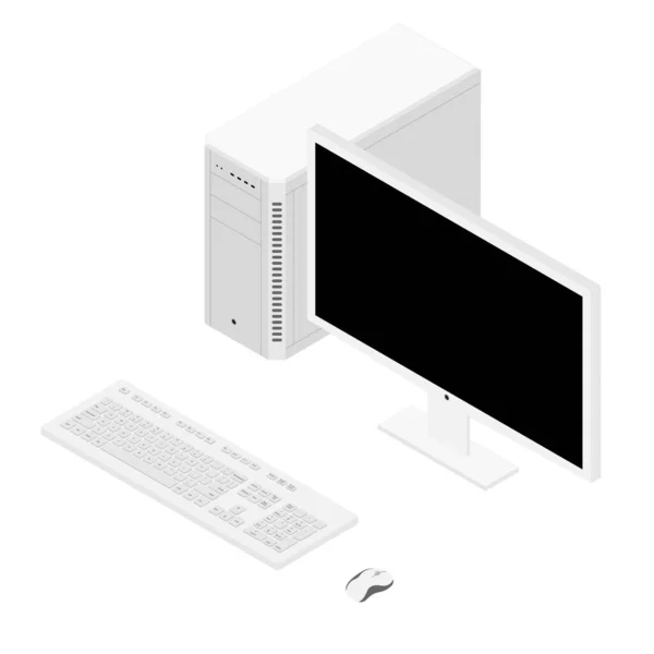 Personal computer case, keybord, mouse and monitor — Stock Photo, Image