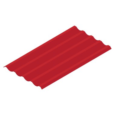 Beyaz arka planda izole kırmızı çatı kiremit profili izometrik görünümü