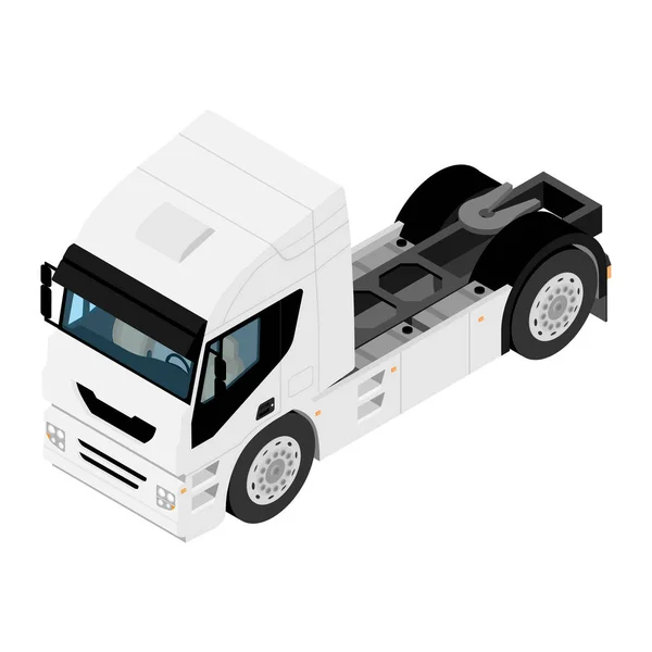 Nehéz tehergépjármű pótkocsi izometrikus nézet izolált fehér alapon — Stock Fotó