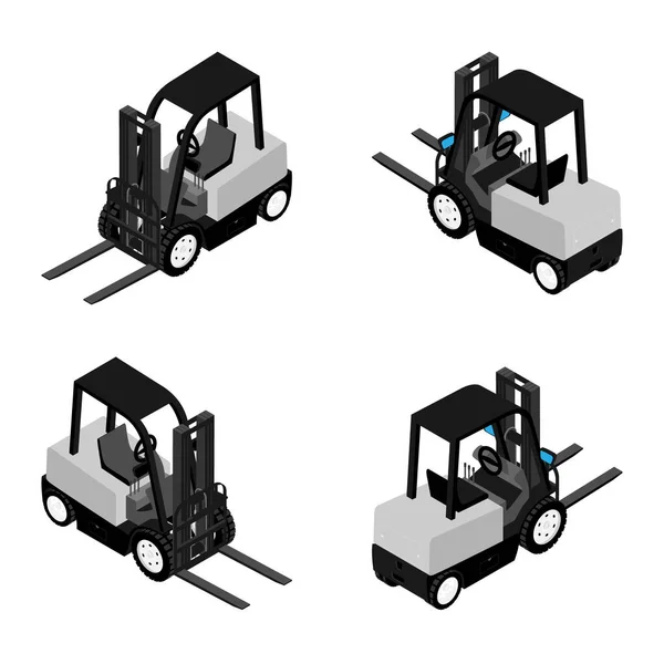 Forklift, dapat diandalkan loader berat, truk. Peralatan tugas berat - Stok Vektor