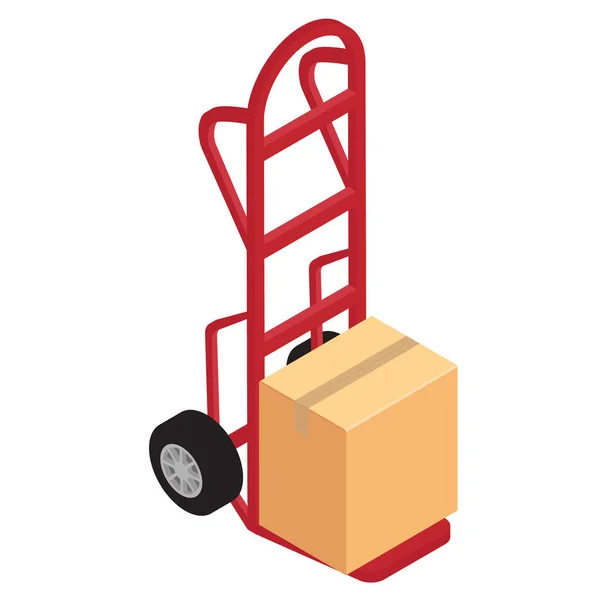 Hand truck with brown cardboard boxes vector. Package delivery — Stock Vector