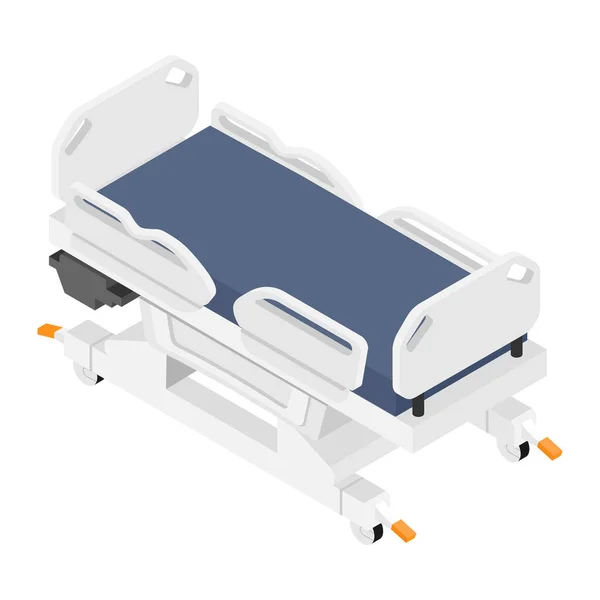 Mobil sjukhus medicinsk säng isometrisk vy isolerad på vit bakgrund. — Stock vektor