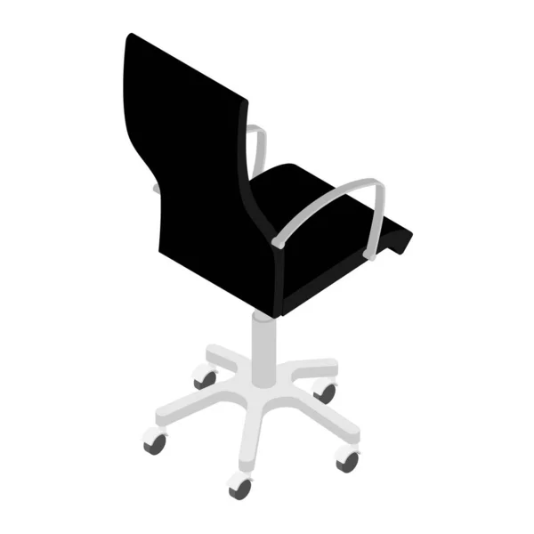 Moderna silla de oficina negra aislada sobre fondo blanco vista isométrica. Mobiliario de oficina — Vector de stock