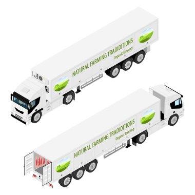 Truck with refrigerated container company logotype.  clipart