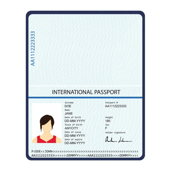 Documento de identificación del pasaporte — Archivo Imágenes Vectoriales