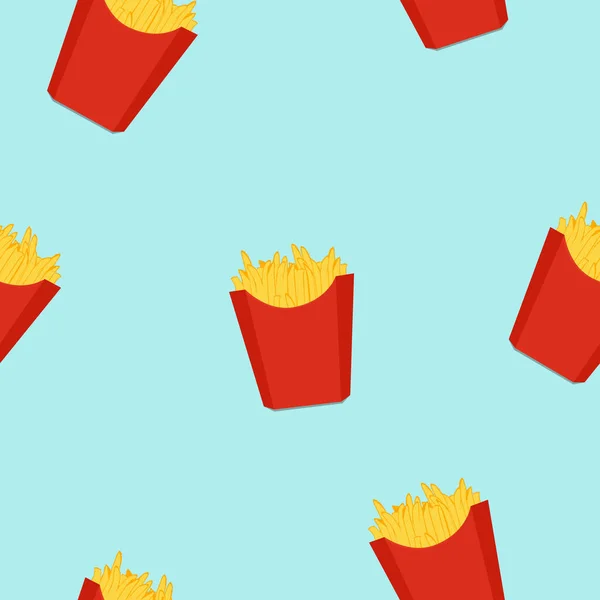 Τηγανητές πατάτες fast food αδιάλειπτη μοτίβο, φόντο. — Διανυσματικό Αρχείο