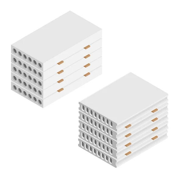 Prefabricerad betong solid block isometrisk vy isolerad på vit bakgrund — Stock vektor