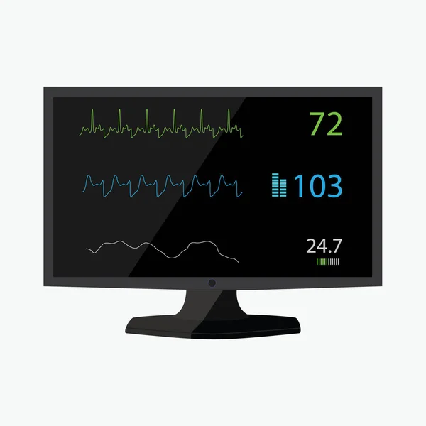 Kórház Vital jelek monitor izometrikus nézet izolált fehér háttér — Stock Vector