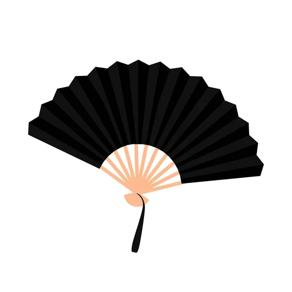 Black chinese folding hand fan raster isolated on white