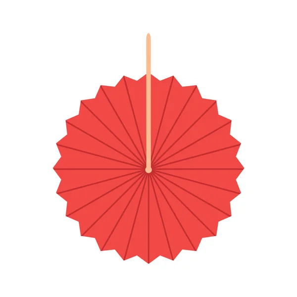 Red round fan isolated on background raster. Illustration of fan traditional culture, accessory chinese design