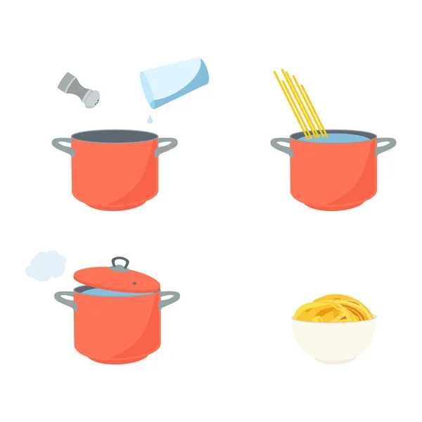 Anweisungen Zum Pasta Kochen Anweisungen Schritte Zur Zubereitung Von Pasta — Stockfoto