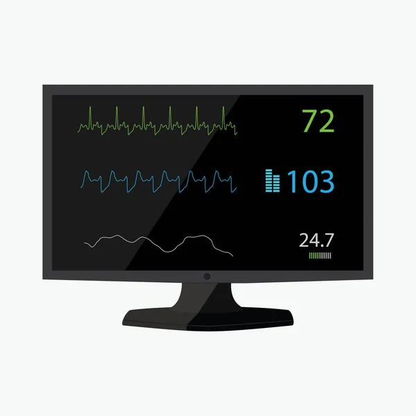 Monitor Sinais Vitais Hospital Para Visualização Paciente Isolado Fundo Branco — Fotografia de Stock