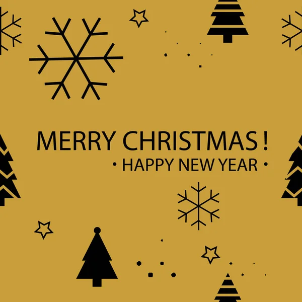 Eenvoudig Kerstpatroon Met Kerstbomen Ballen Retro Textielcollectie Gouden Achtergrond — Stockfoto