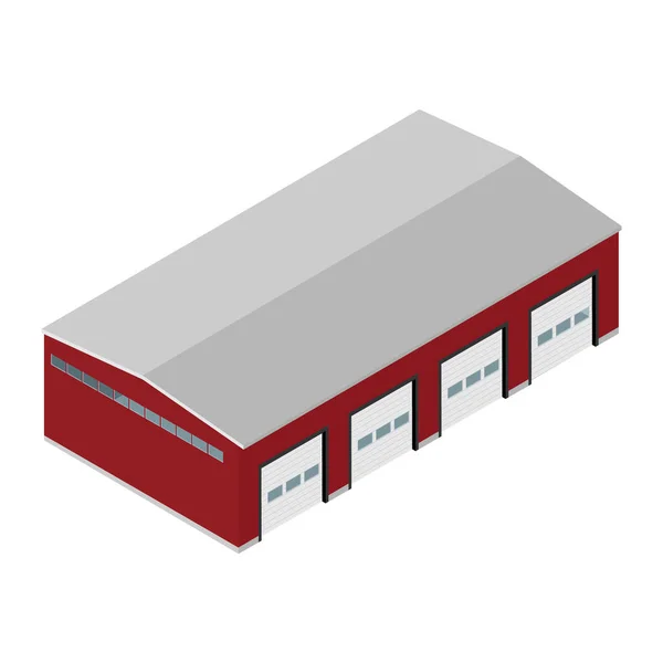 Bâtiment Industriel Entrepôt Avec Portes Pour Wagons Marchandises Camions Isolés — Image vectorielle