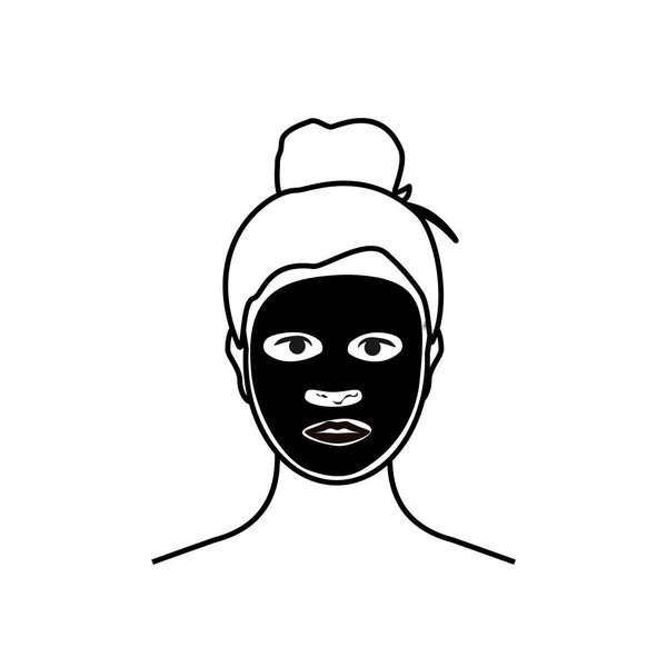 Mujer Con Máscara Facial Cara Aislada Sobre Fondo Blanco Belleza — Archivo Imágenes Vectoriales