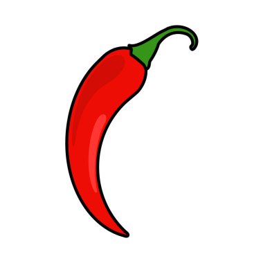 Chili biberi. Kırmızı biber simgesi beyaz arkaplanda izole edildi. Vektör illüstrasyonu