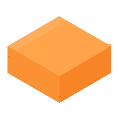 Turuncu yapışkan notlar beyaz arkaplanda izole edilmiş izometrik görünüm gönderir.