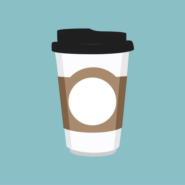 矢量在蓝色背景上显示一次性咖啡杯图标 咖啡杯标志 — 图库矢量图片