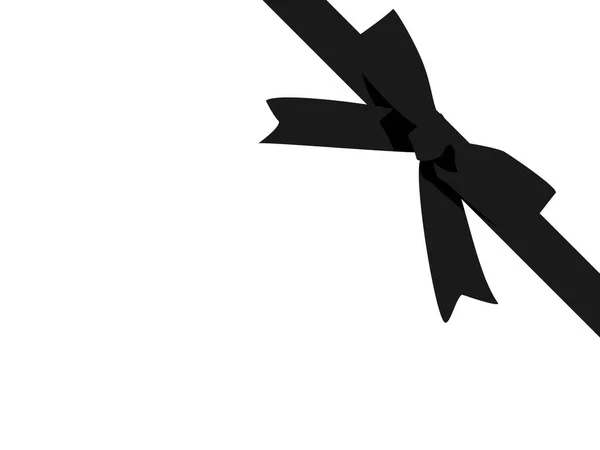 Arc Noir Décoratif Avec Ruban Horizontal Isolé Sur Fond Blanc — Image vectorielle
