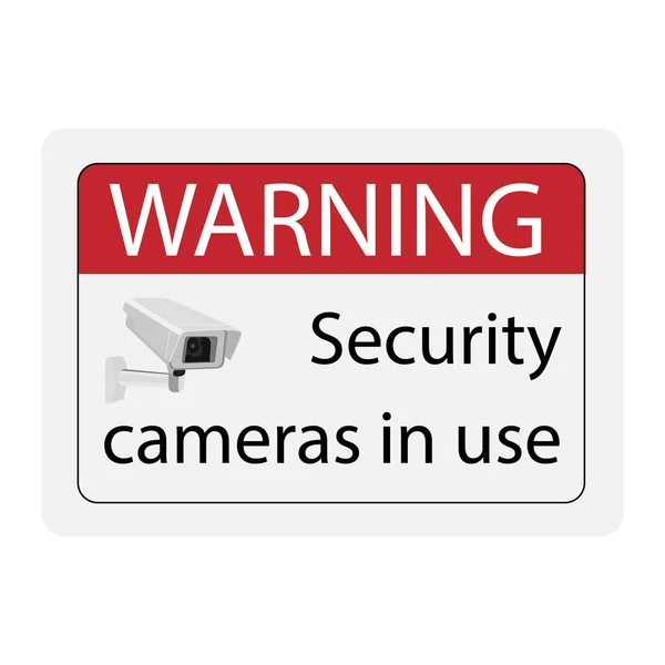 警告使用中的安全摄像头标志 — 图库照片