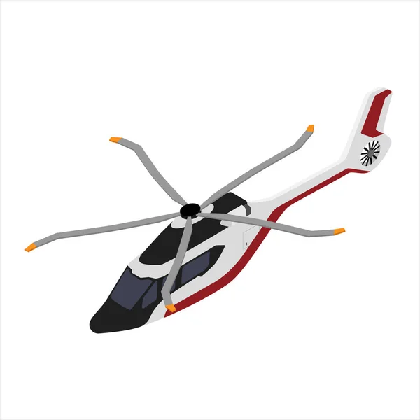 Luxury realistic helicopter isolated on white background isometric view