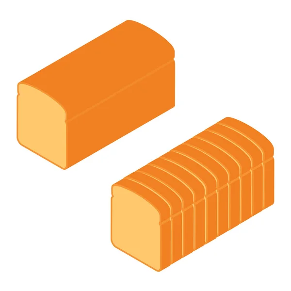 Nakrájený Celozrnný Izometrický Pohled Izolovaný Bílém Pozadí Toast Bread Vektor — Stockový vektor