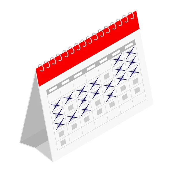 Programma Pianificazione Concetto Calendario Vettore Vista Isometrica Isolato Sfondo Bianco — Vettoriale Stock