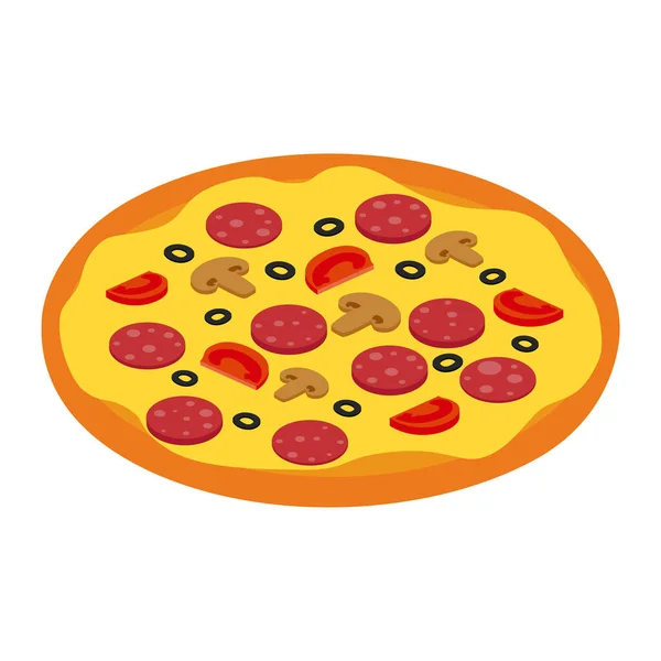 Pizza Salami Champiñones Para Restaurantes Pizzerías Sabor Delicioso Pizza Con — Vector de stock