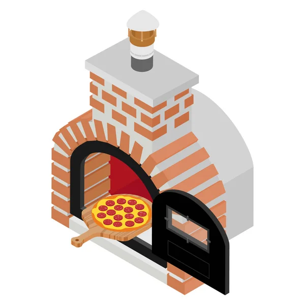 Italienische Pizza Auf Holzbrett Ofen Gekocht Salami Pizza Für Restaurants — Stockvektor