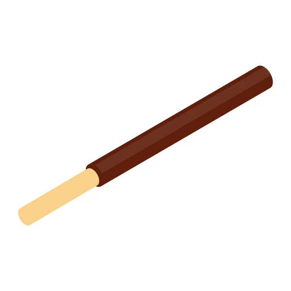 Crispy Wafer Stick Com Chocolate Cacau Preenchido Isolado Fundo Branco — Vetor de Stock