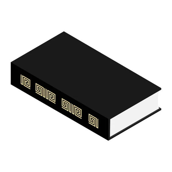 Oud Zwart Boek Isometrische Weergave Geïsoleerd Witte Achtergrond — Stockvector