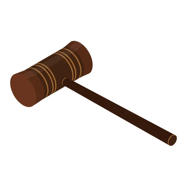 Wooden Judge Gavel Isolated White Background Isometric View Vector — Stock Vector