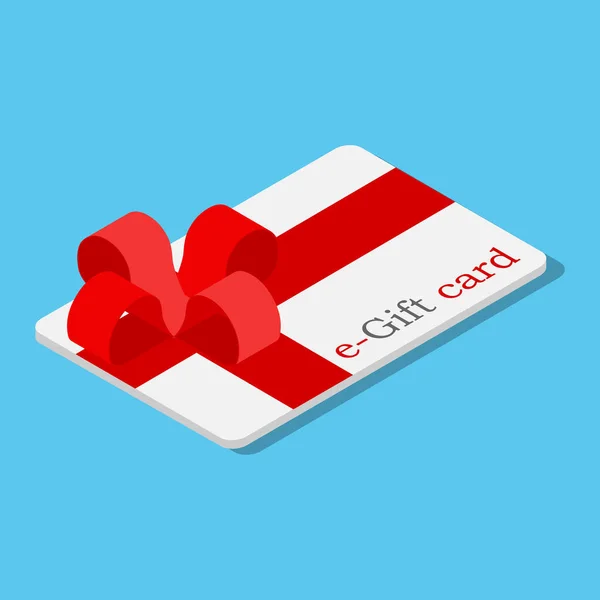 Cartes Cadeaux Électroniques Avec Arc Rouge Ruban Illustration Vectorielle Modèle — Image vectorielle
