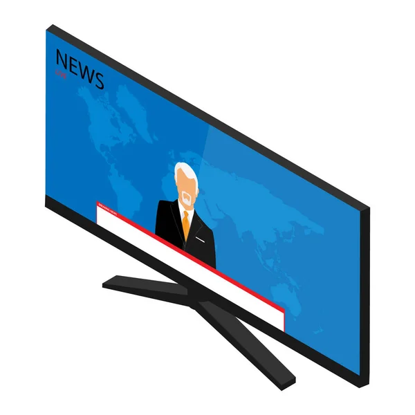 Wektor Ilustracji Prezenterem Wiadomościach Telewizyjnych Media Telewizji Wiadomość Ostatniej Chwili — Wektor stockowy