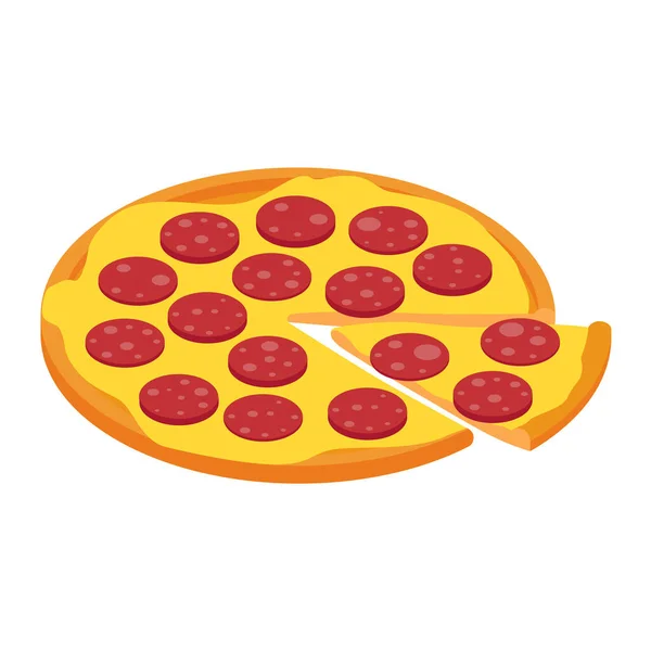 Pizza Salami Para Restaurantes Pizzerías Deliciosa Pizza Sabor Con Queso — Vector de stock